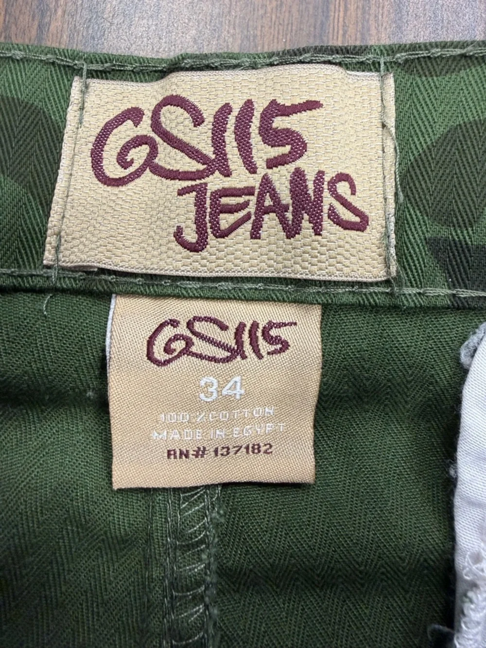 GS115 Men's Camo Cargo Shorts-Olive Green-NWT Size 34 - Picture 2 of 11